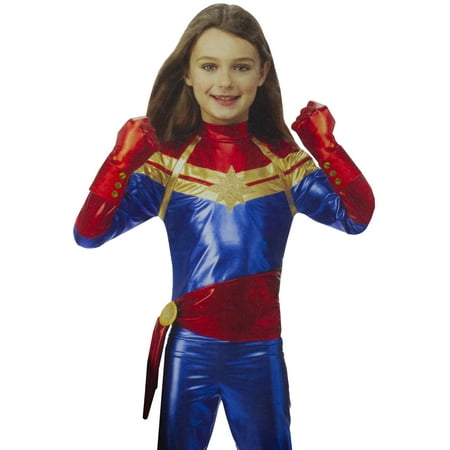 Blue and Red Girls Children Halloween Captain Marvel Costume - Small