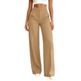 thumbnail image 2 of Womens Casual Wide Leg Pants High Waisted Business Casual Flowy Work Palazzo Pants Solid Color Stretchy Straight Leg Trousers Full Pants with Pockets, 2 of 6