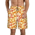 thumbnail image 2 of Uemuo Orchids Flowers Pattern Men's Swim Trunks Hawaiian Beach Bathing Suit Swimsuits Beach Quick-Dry Shorts with Pockets-Large, 2 of 9