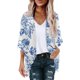 thumbnail image 1 of ICHUANYI Clearance Women's Summer Floral Print Puff Sleeve Cardigan Loose Cover Up Casual Blouse Summer Trendy Tops(Blue, XL) ICHUANYI WER2023081108837, 1 of 4