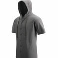thumbnail image 4 of RXMEKW Lightweight Polyester Hooded Cardigan for Men, Casual Short Sleeve Button Front Top for Men, Regular Fit, 4 of 9