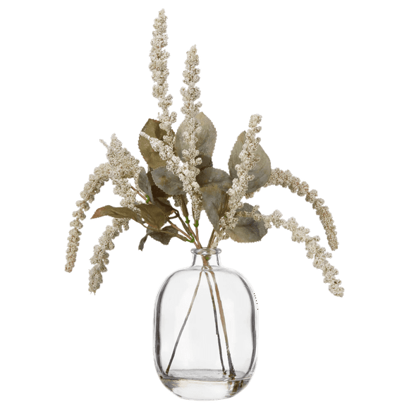 Bouclair Tiges d'Amarante Blanches dans un Vase en Verre 4 X 12,75 Po (9,8 X 32 cm)