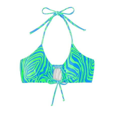 ZQGJB Women Leopard Bikini Top Only - Supportive Swimsuit Top Adjustable Strap Large Bust Bathing Suit Top 2025 Cut Out Twist Swim Top(Mint Green S)