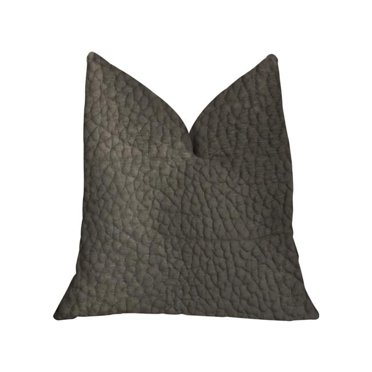 Modern Black Black Artificial Leather Luxury Throw Pillow, 20 x 26 in. Standard