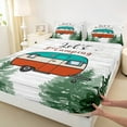 thumbnail image 3 of jejeloiu Let'S Go Camping Bed Sheets,Cartoon Camper Car King Sheets,Rustic Farmhouse Cabin Sheet Set For Kids,Microfiber Bedroom Decor,4pcs, 3 of 7