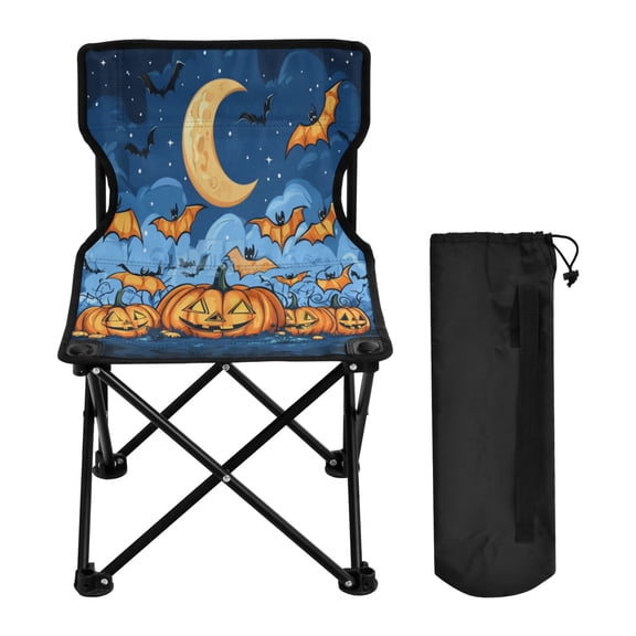 WOBOGO Halloween Pumpkins Camping Chair Convenient Four Corner Backrest Folding Stool Can Hold Up to 220lbs