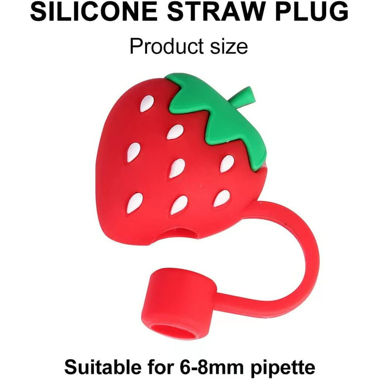2pcs Strawberry Decor Straw Cover