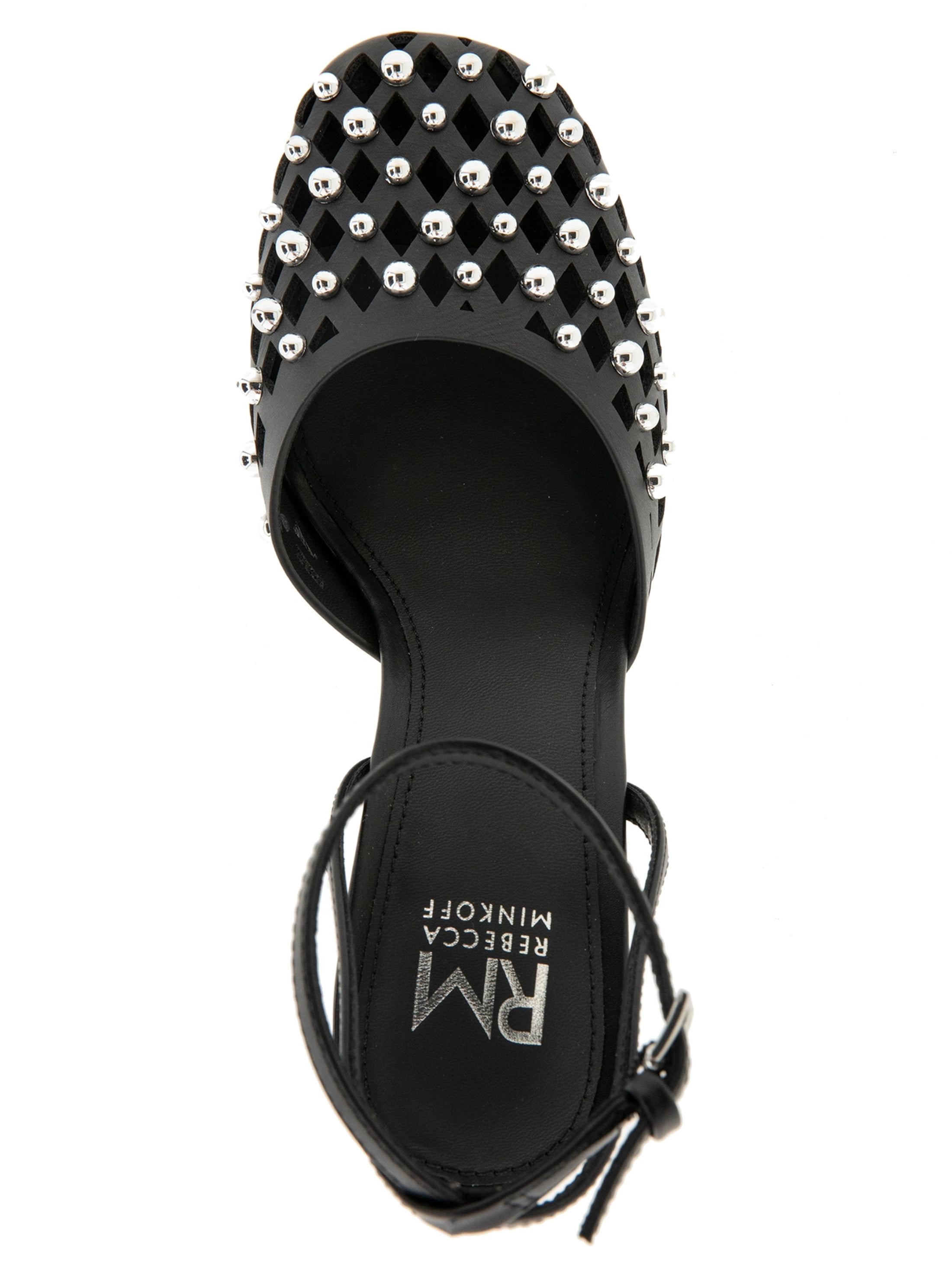 RM Rebecca Minkoff Women's Fiona Studded Kitten Heel with Ankle Strap