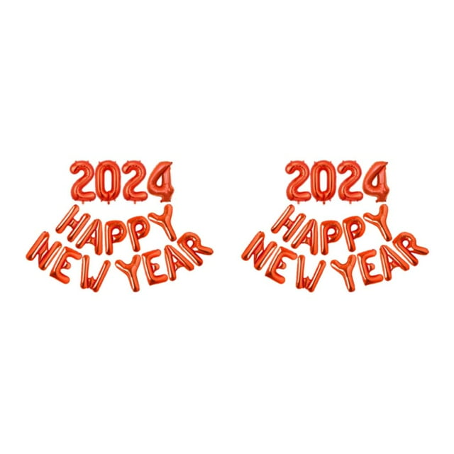 Maytalsory Safe And Easy Inflation Foil Happy New Year Balloon Enjoy Stress-free Party Red 2Set