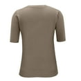 thumbnail image 5 of Womens 100% Merino Wool Crewneck Short Sleeve Sweater Khaki L, 5 of 8