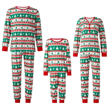 

Family Matching Christmas Pajamas Set Long Sleeve Santa Tree Print Top+Trouser Sleepwear Lougewear Rompers Party for Adult Kids Baby