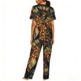 thumbnail image 2 of Women's 2 Piece Loungewear Pajama Set Short Sleeve Tee Top and Pants Set, Native Indian Feathers Ethnic Tassles, 2 of 6