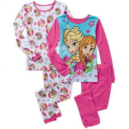 Disney Frozen 4 PC Long Sleeve Tight Fit Cotton Pajama Set Girl Size 8