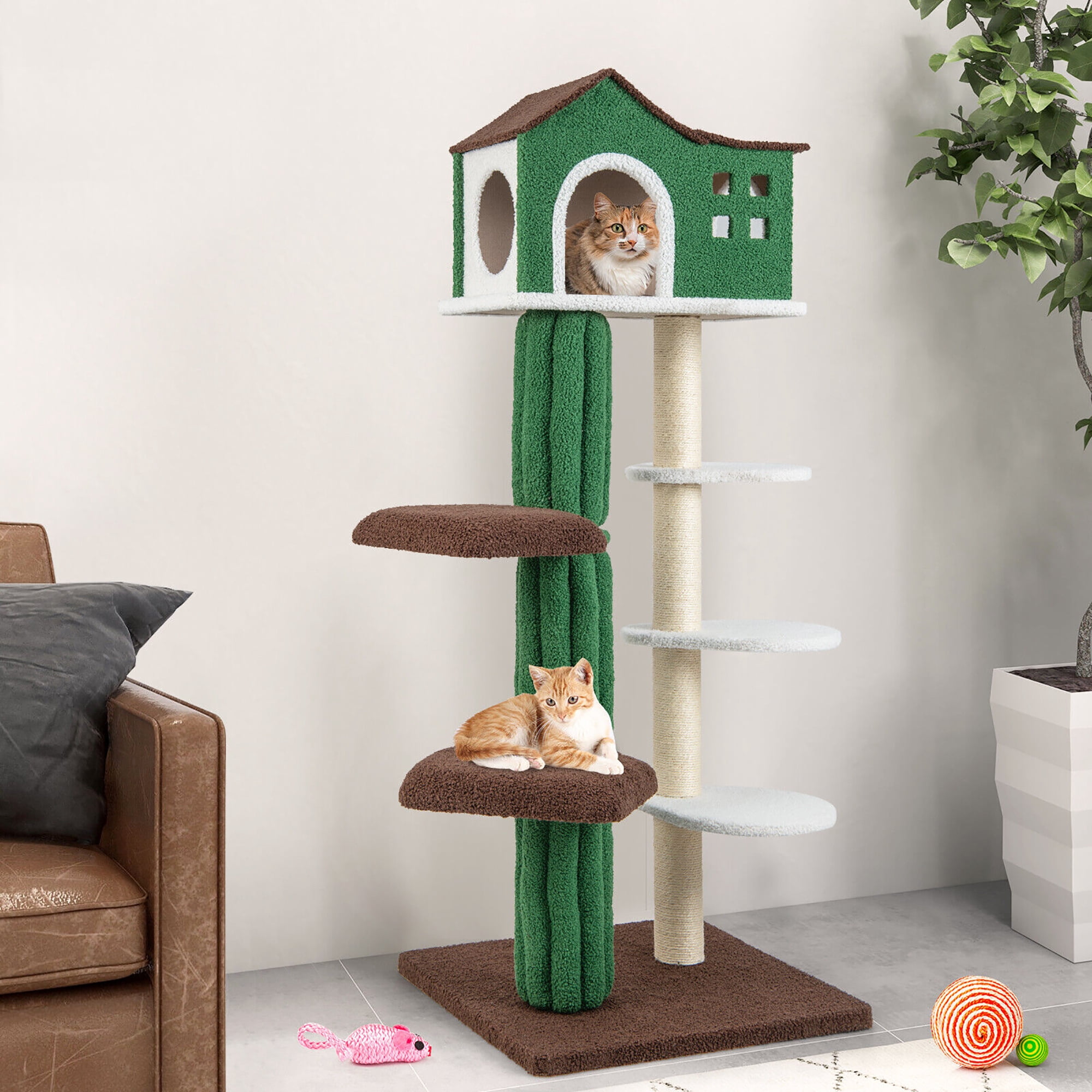 Gymax 7-Tier Modern Cat Tree Tower 61'' Cat Climbing Stand with Sisal Scratching Posts