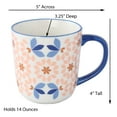 thumbnail image 3 of Floral Pattern Coffee Mugs, Bone China Tea Cups with Colored Handles, Set of 4, 3 of 5