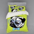 thumbnail image 2 of Ambesonne Pug Bedding Set 3 Pcs, Pug with a Bow Tie, Twin, Apple Green Pale Blue, 2 of 3