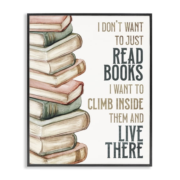 Stupell Industries Climb Inside Books & Live There Black Framed Giclee Art, design by Kim Allen