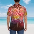 thumbnail image 3 of Lsque Fireworks pattern Hawaiian Shirt for Men, Unisex Summer Beach Casual Short Sleeve Button Down Shirts-3X-Large, 3 of 9