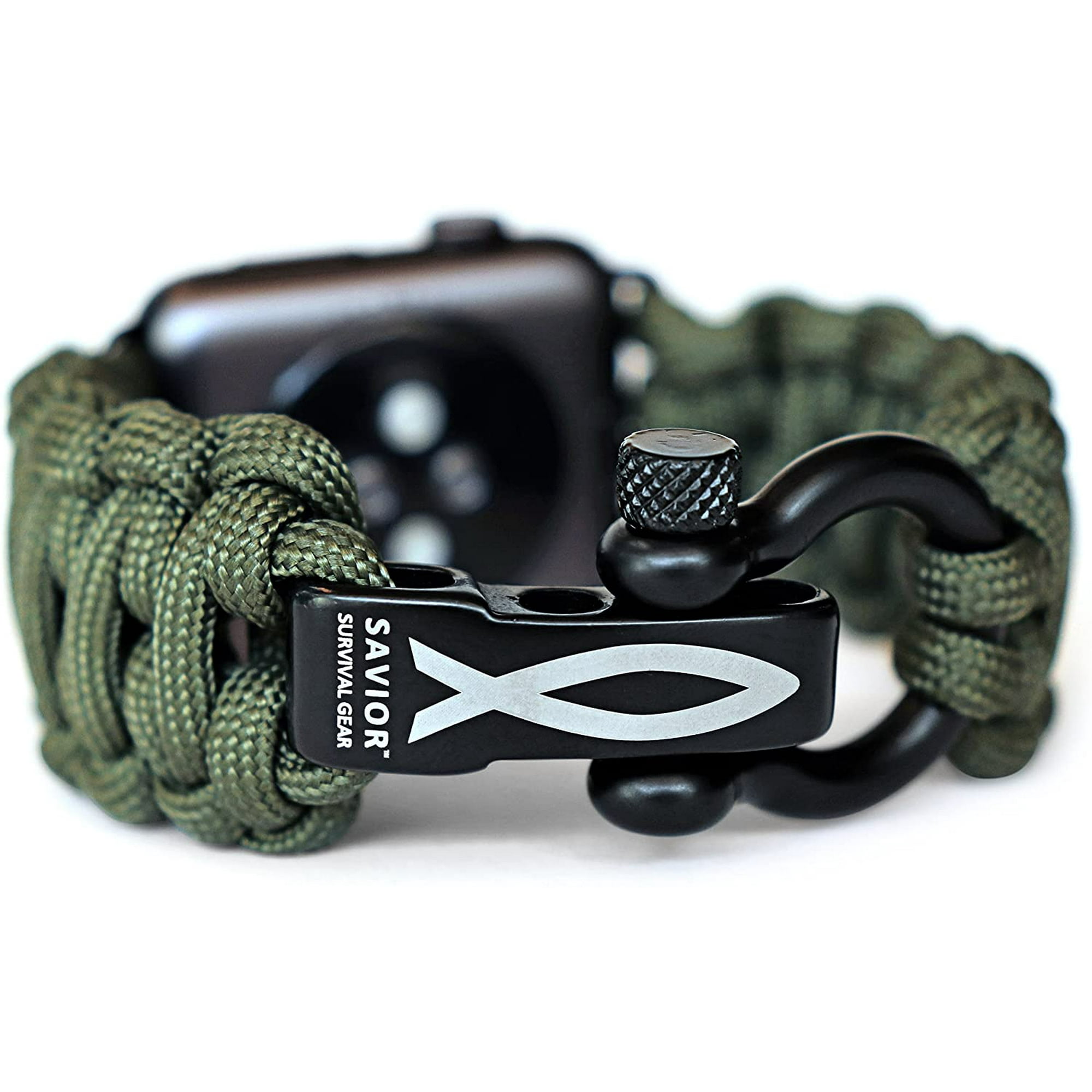 Paracord Watch Band Compatible with 42mm and 44mm Watch Paracord Watch Band with Stainless Steel Adjustable Shackle 550 Paracord Green Large Walmart