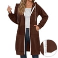 thumbnail image 2 of Extra Large Long Zipper Hooded Sweatshirt for Autumn and Winter Sports Jacket Women's Solid Color Hoodie, 2 of 6