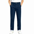 thumbnail image 2 of HAOTAGS Boys School Uniform Pants, Elastic Waist Casual Soft Classic Flat Front Trousers Navy Size 14, 2 of 9