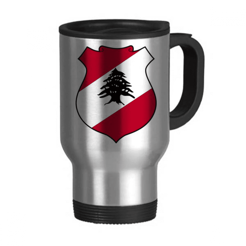 Lebanon Asia National Emblem Travel Mug Flip Lid Stainless Steel Cup Car Tumbler Thermos