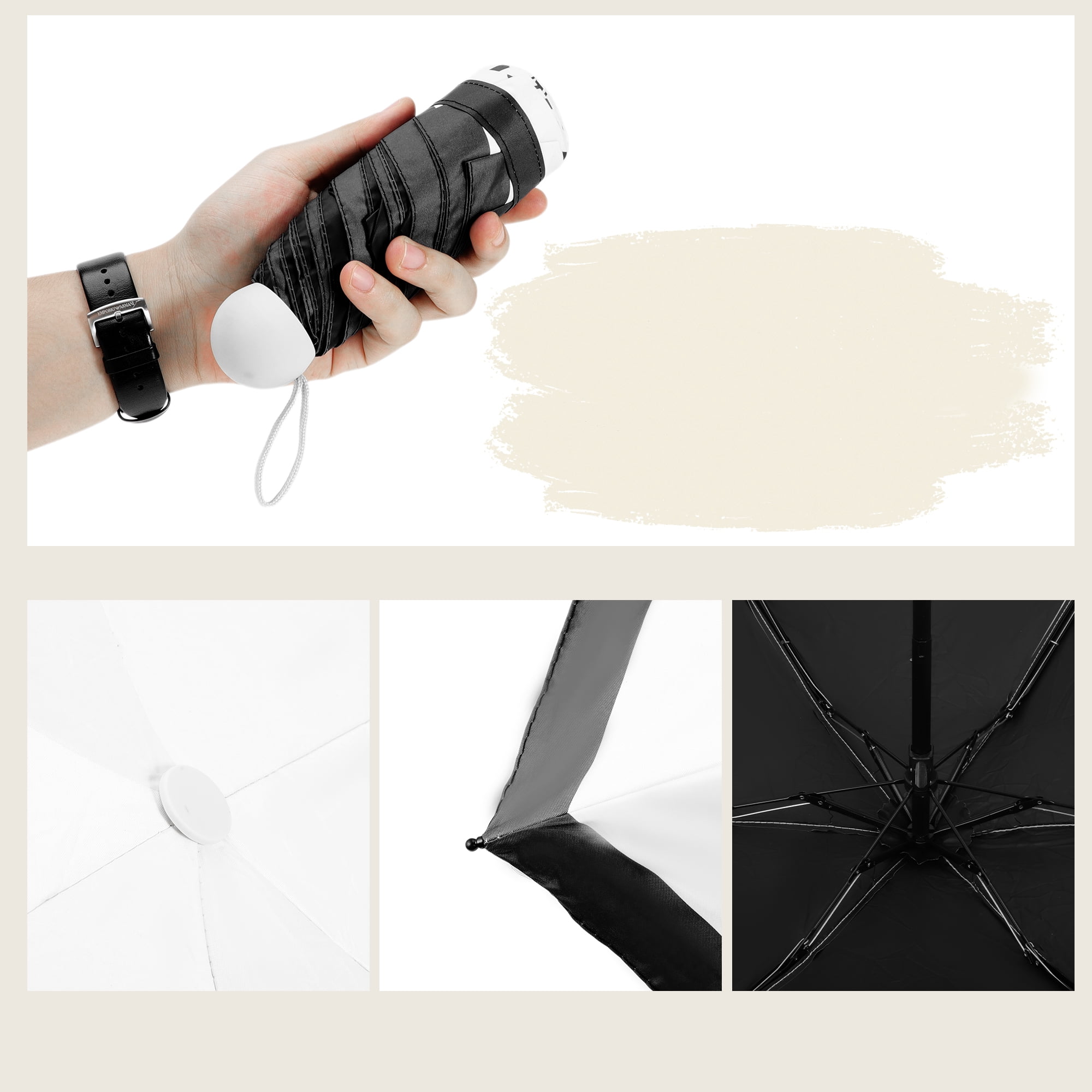 Unique Bargains Mini Umbrella Compact Windproof Folding Umbrella Retro Rose