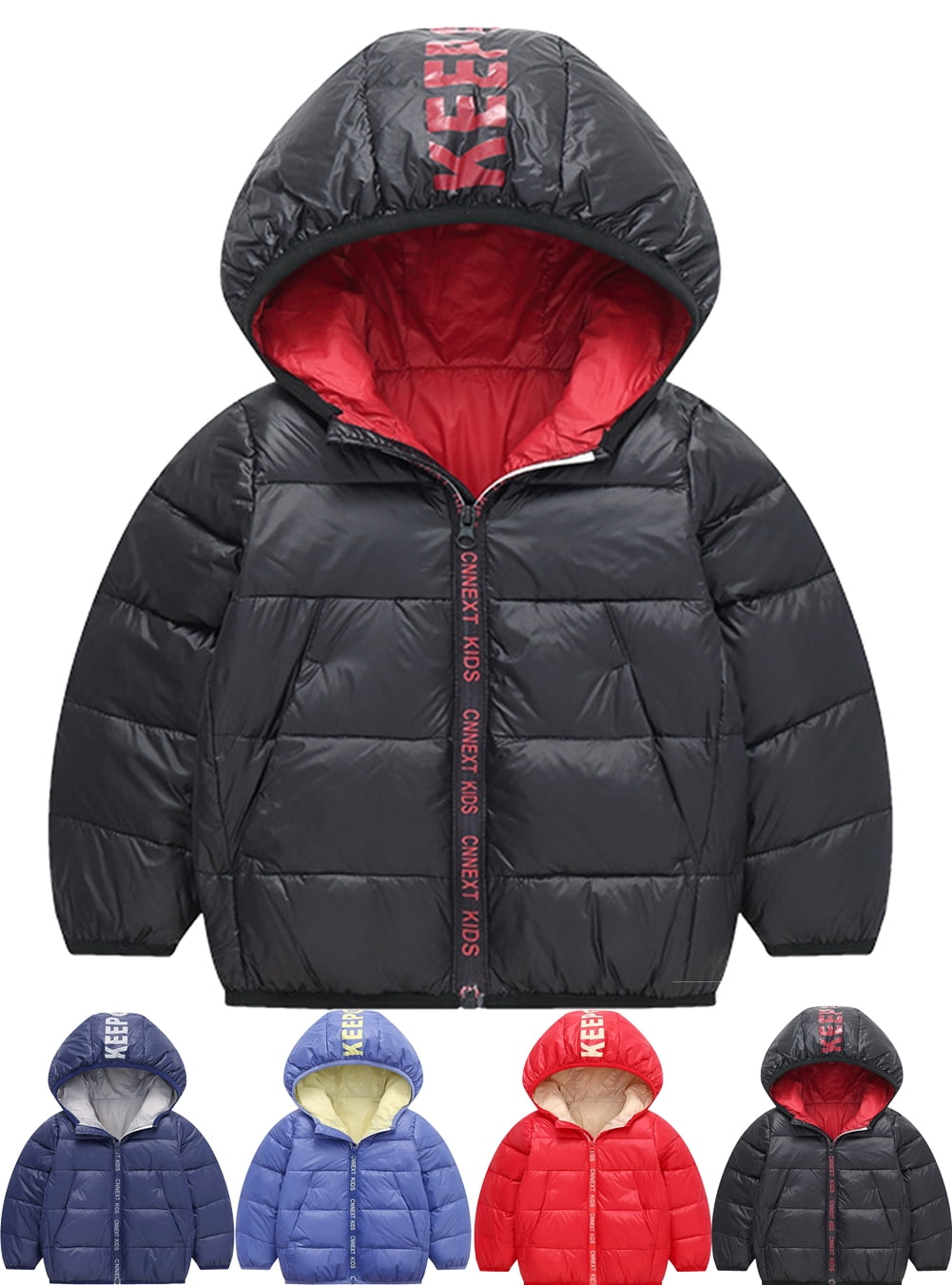 Kids Baby Puffer Jacket Winter Hooded Coat Boy Girls Zip Thick Jacket