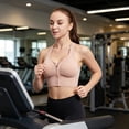 thumbnail image 3 of DDAPJ pyju Womens Zip Front Closure Bras Quick Dry Racerback Full Coverage Yoga Athletic Bras Fashion Seamless Push up Bralettes Pink S, 3 of 5