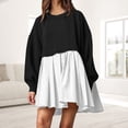 thumbnail image 3 of Robe à Col Rond Froncée pour Femmes Pull Décontracté Quotidien pour les Trajets (Vert Armée S), 3 of 9