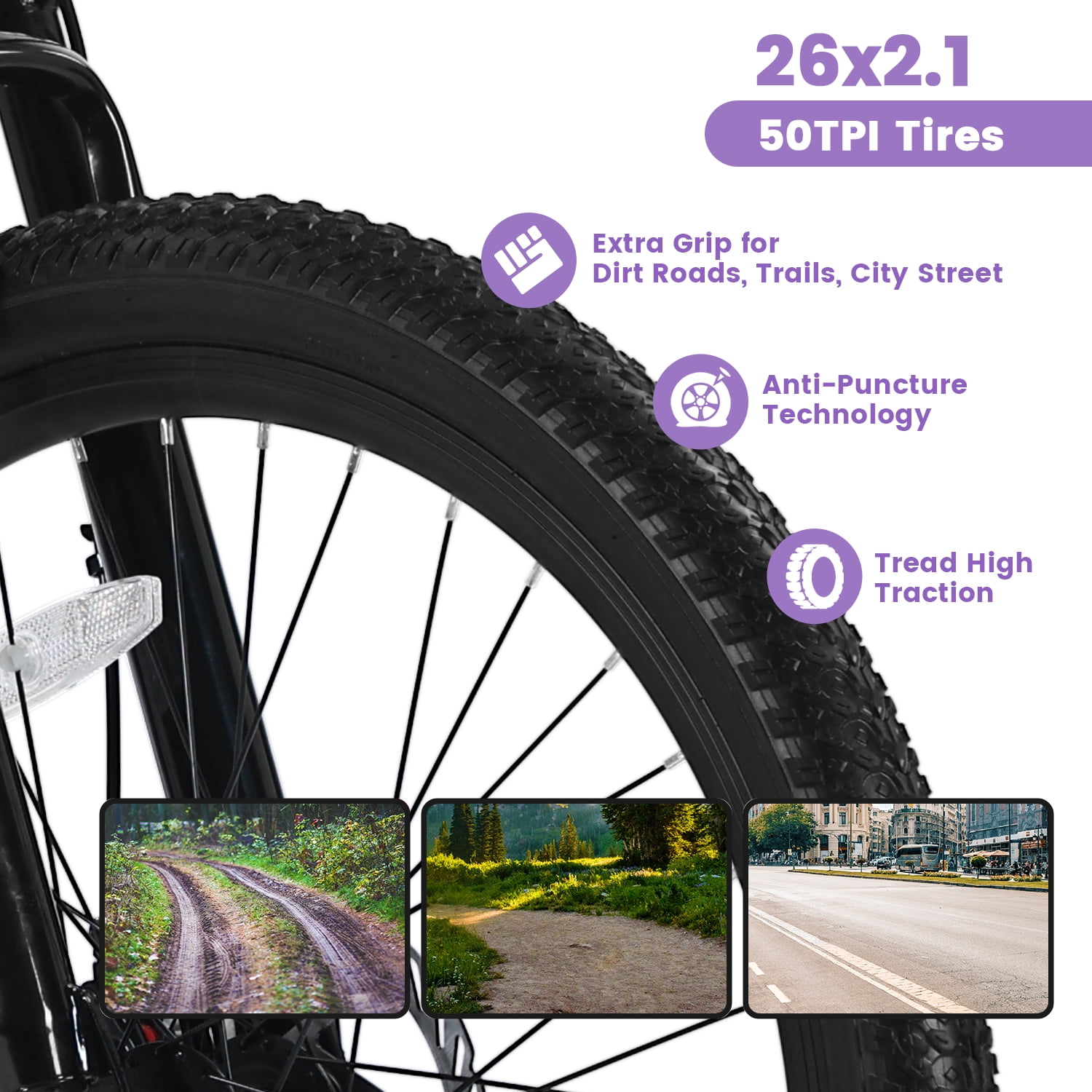 26 inch Women Mountain Bike, 21 Speeds Female Mountain Bicycle with Steel Frame, Dual Disc Brakes and 100mm Front Suspension, MTB Bike for Urban Trail Snow Commuter, White