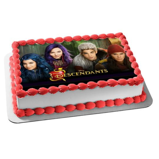 Disney Descendants Round Edible Party Cake Image Topper Frosting Icing Sheet 