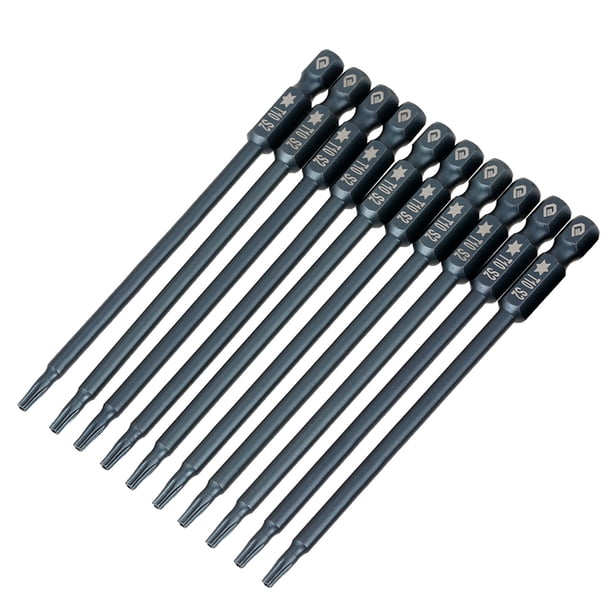 T10, Cabeza de Estrella magnética, Puntas de Estrella de Seguridad para Destornillador, Juego de 10 Puntas de Destornillador de Vástago Hexagonal de 100 mm, 1 O 4, Juego de