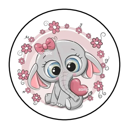 DOPASTICKER Adorable Elephant And Flowers Stickers Heart Phone Decal Water Bottle Stickers Cars Stickers Water Bottle Stickers For Kids