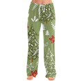 thumbnail image 2 of Trgacdwlo Christmas Pajama Pants Women Santa Claus Pattern Drawstring Womens Sleep Pants Xmas Cozy Soft Wide Leg Women's Pajama Bottoms for Holiday, 2 of 4