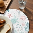 thumbnail image 3 of Coastal Turtle Round 15 Inch Placemats Set of 2, Teal Green Ocean Coral Starfish Jellyfish HeatResistant Non Slip Place Mats for Dining Table, Wipeable Braided Kitchen Table Mats for Housewarming, 3 of 9