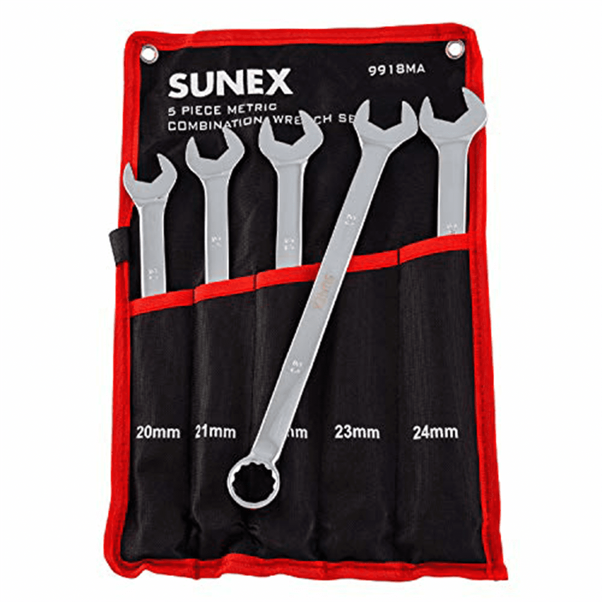 Sunex 9918MA 5pc Metric Full Polished V-Groove Combination Wrench Set