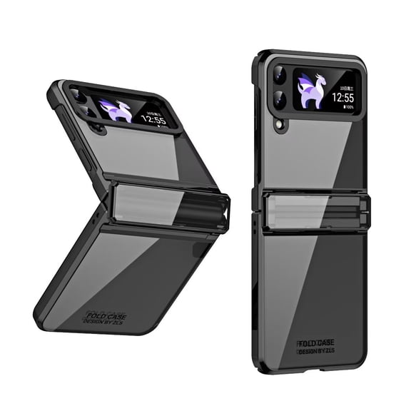 MonsDirect for 6.7 inch Samsung Galaxy Z Flip 3 5G 2021 Case, Hinge Protection Plating Frame Hard PC Back Clear Shockproof Full Coverage Bumper Protective Shell Cover for Galaxy Z Flip 3, Black