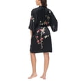 thumbnail image 6 of OSCAR ROSSA Women's Silk Sleepwear 100% Silk Charmeuse Short Robe Kimono, Plum Blossom  Bird, 6 of 11