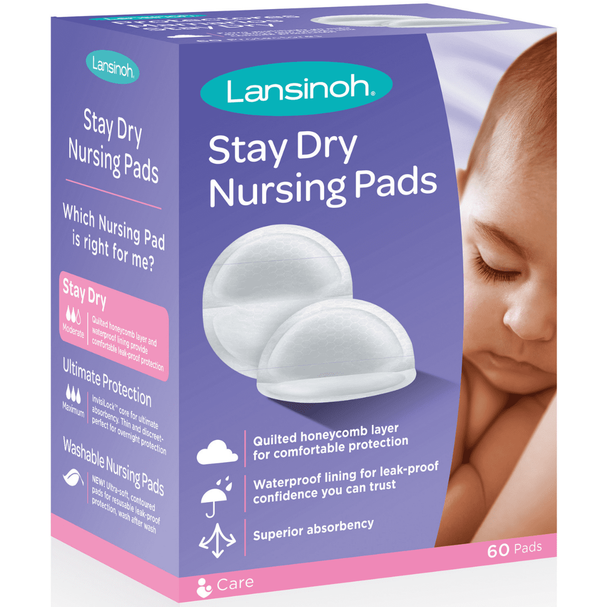 Lansinoh Disposable Stay Dry Nursing Pads, 60 Count