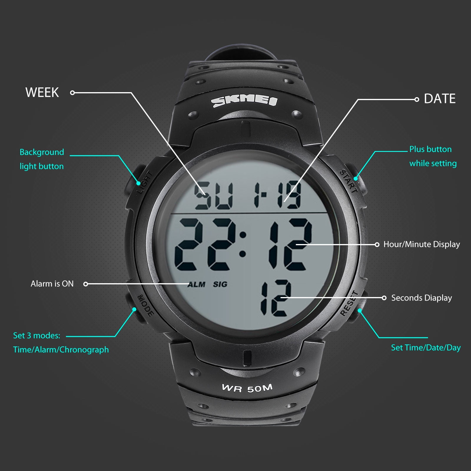 how to set the time on a digital watch with 4 buttons