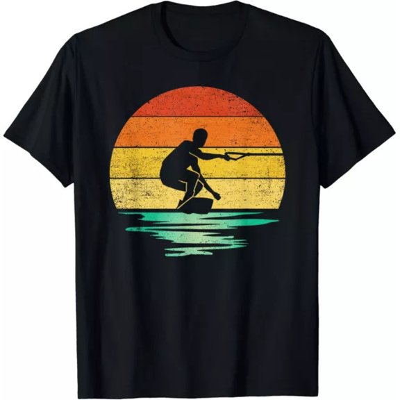 Vintage Wakeboarding Retro Sunset Water Sports Graphic T-Shirt
