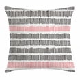 thumbnail image 1 of Abstract Throw Pillow Cushion Cover, Hand Drawn Short Vertical Lines Retro Horizontal Stripes Hipster Doodle, Decorative Square Accent Pillow Case, 24 X 24 Inches, Black Coral White, by Ambesonne, 1 of 2