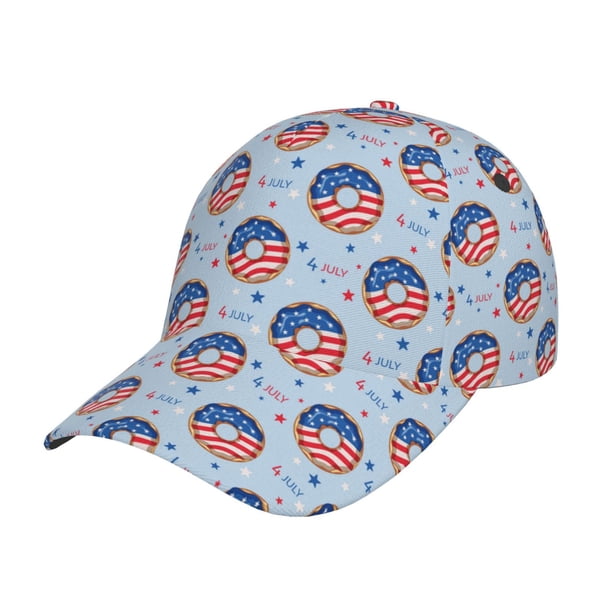 Fotbe Donut with the USA Fag Gorro Clásico de Béisbol, Gorra Ajustable con Broche Snapback, Gorro de Exterior de Algodón Suave