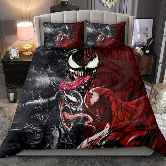 3PCS Ve-nom Duvet Cover Comforter Ve-nom Bedding with Zipper Closure,1 Duvet Cover with 2 Pillowcases