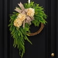 thumbnail image 5 of Bxaolu 16 Inch Real Touch Norfolk Pine Wreaths for Front Door, Artificial Christmas Wreath Green Wreath with Linen Bow and Flowers for Wall Windows Mantle Outdoor Christmas Decoration, 5 of 7