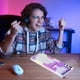 thumbnail image 5 of Teclado Pisexur para juegos electrónicos para hombres, con cable USB, flotante, ergonómico, con sensación mecánica al agua, delgado, retroiluminado por LED, para escritorio, para niños y organizador, 5 of 5