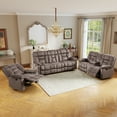 thumbnail image 2 of Bonzy Home Recliner Sofa Set — Single Recliner, Loveseat & 3-Seat Sofa with Storage Console & Cup Holders, Brown, 2 of 10