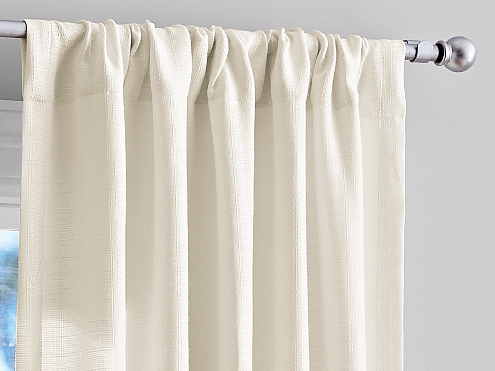 (2 pack) Mainstays Southport Light Filtering Rod Pocket Textured Curtain Panel, Set of 2, Ivory, 40” W x 84” L