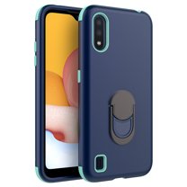 Samsung Galaxy A01 Case, KAESAR 3-Layer Slim Shockproof Hard Cover With Metal Ring Stand Skin Fashion Cute Cover Armor Case for Samsung Galaxy A01 (Navy)